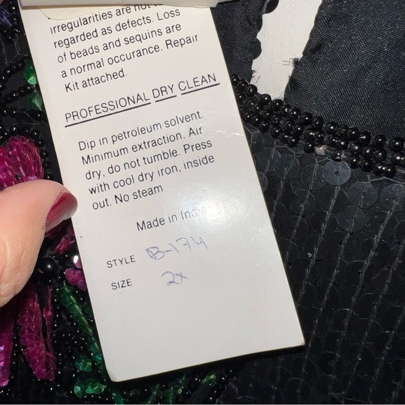 Vintage Stenay 100% Silk Floral Sequined Evening Top Blouse Size 2X NWT - Picture 5 of 15